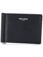 SAINT LAURENT Elegant Textured Calfskin Mini Wallet with Money Clip, 4.5"x3.3"x0.4"