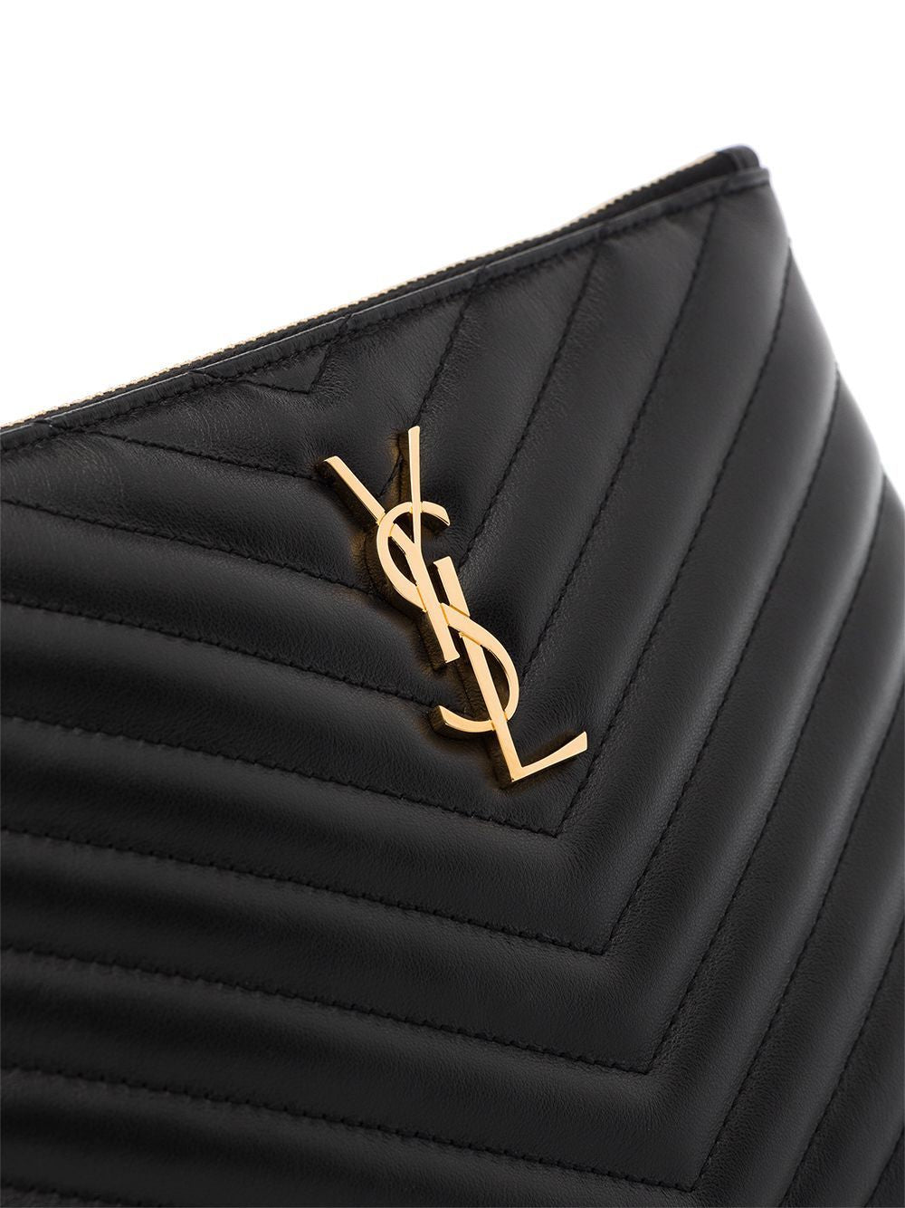 SAINT LAURENT Black Calfskin A5 Pouch Handbag for Women - SS24 Collection