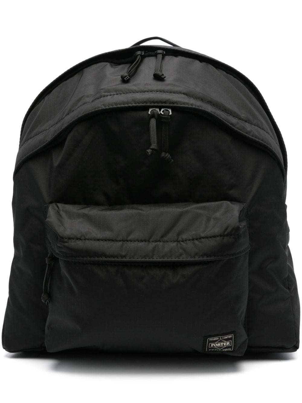 PORTER Black Ripstop Texture Men's Backpack with Multiple Compartments and Logo Patch