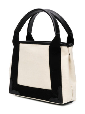 BALENCIAGA Mini Canvas Tote Handbag with Leather Accents