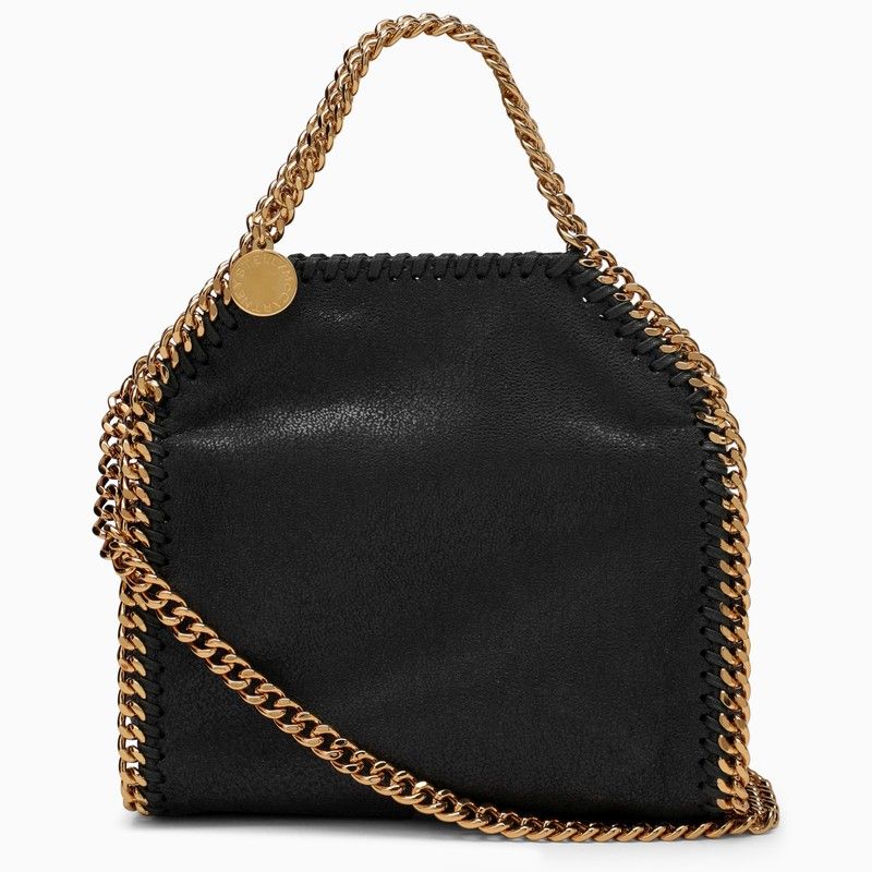 Stylish Black Handbag with Snap Button Closure and Diamond Effect Chain