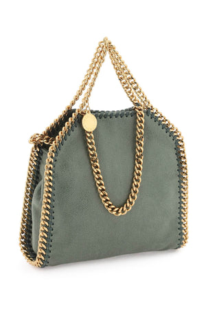 STELLA MCCARTNEY Green Faux Leather Tiny Falabella Handbag with Chain Handle and Strap