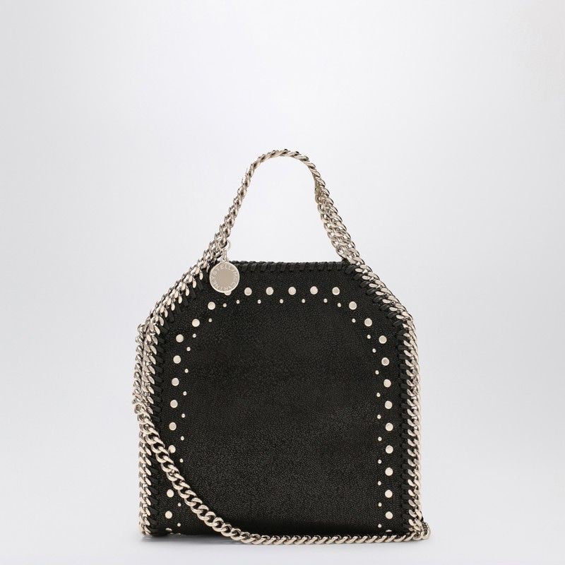 STELLA MCCARTNEY Black Mini Falabella Tote with Stud Accents