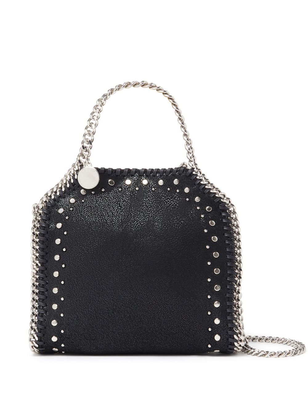 STELLA MCCARTNEY Tiny Mini Faux Leather Chain-Link Handbag in Black