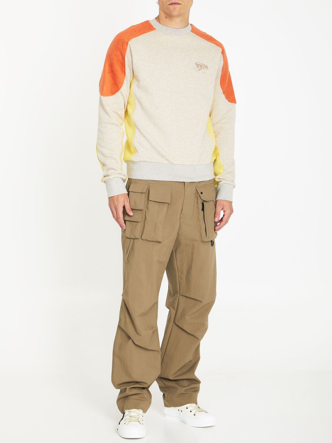 男士米棕色、黄色和橙色棉和羊毛运动衫