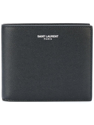 SAINT LAURENT Black Leather East/West Wallet for Men