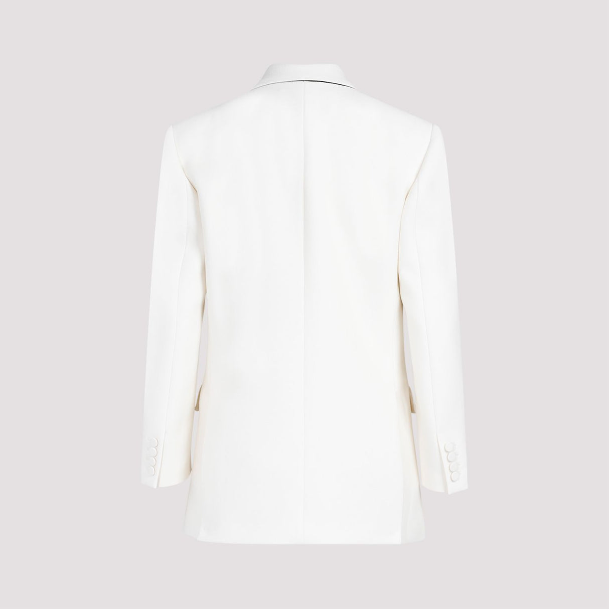 VALENTINO Ivory Chic Double-Breasted Wool Jacket with Black Silk Lapels