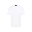 GIORGIO ARMANI Men's White Cotton Crew-Neck T-Shirt with Ribbed Neckline and Embossed Logo