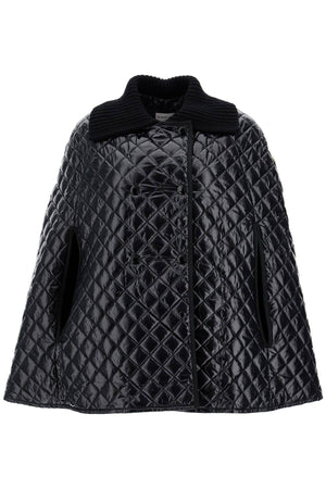 MONCLER Mini Quilted Cape with Soft Knit Collar