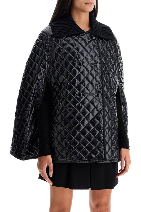 MONCLER Mini Quilted Cape with Soft Knit Collar