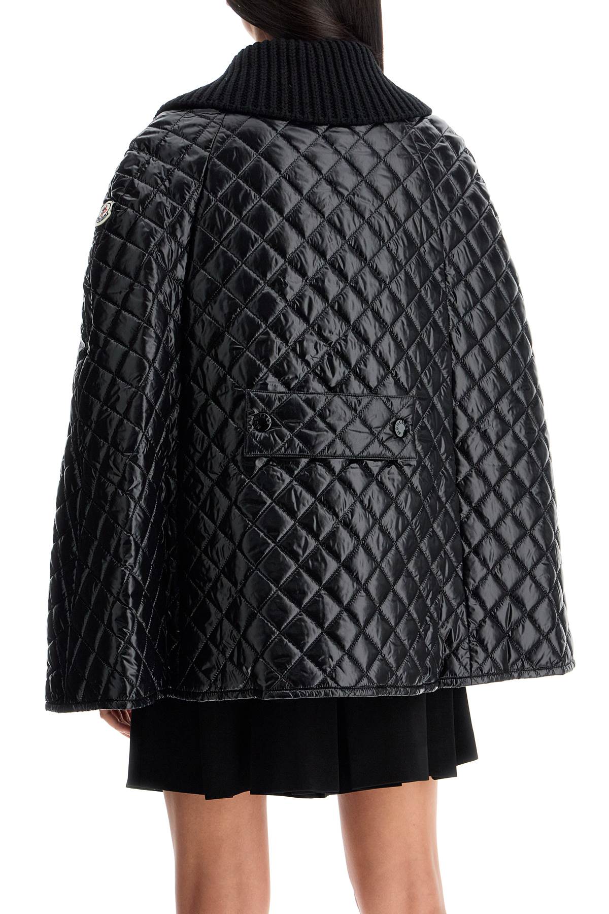 MONCLER Mini Quilted Cape with Soft Knit Collar