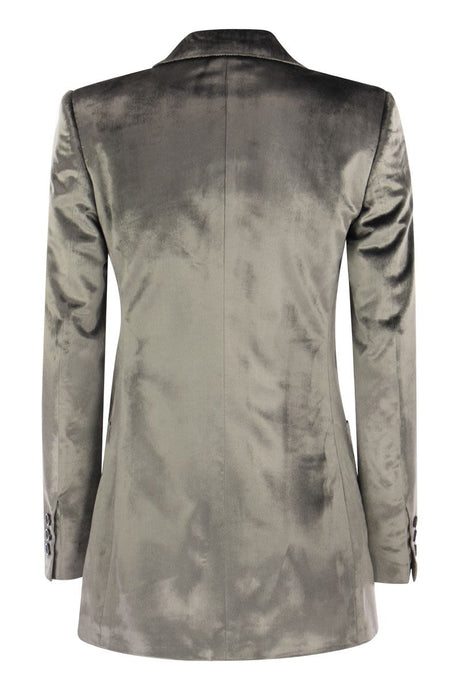 Two-Button Fastening Liquid Velvet Jacket for Women