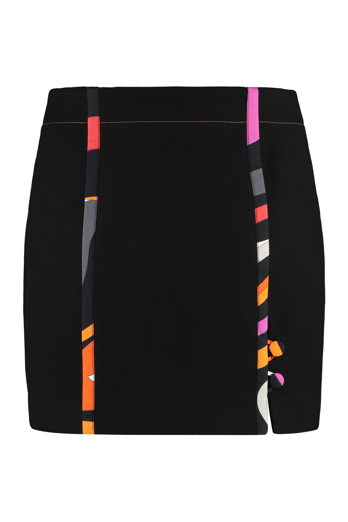 EMILIO PUCCI Fall 2023 Mini-Skirt with Contrasting Color Stitching and Buttons Front Slit