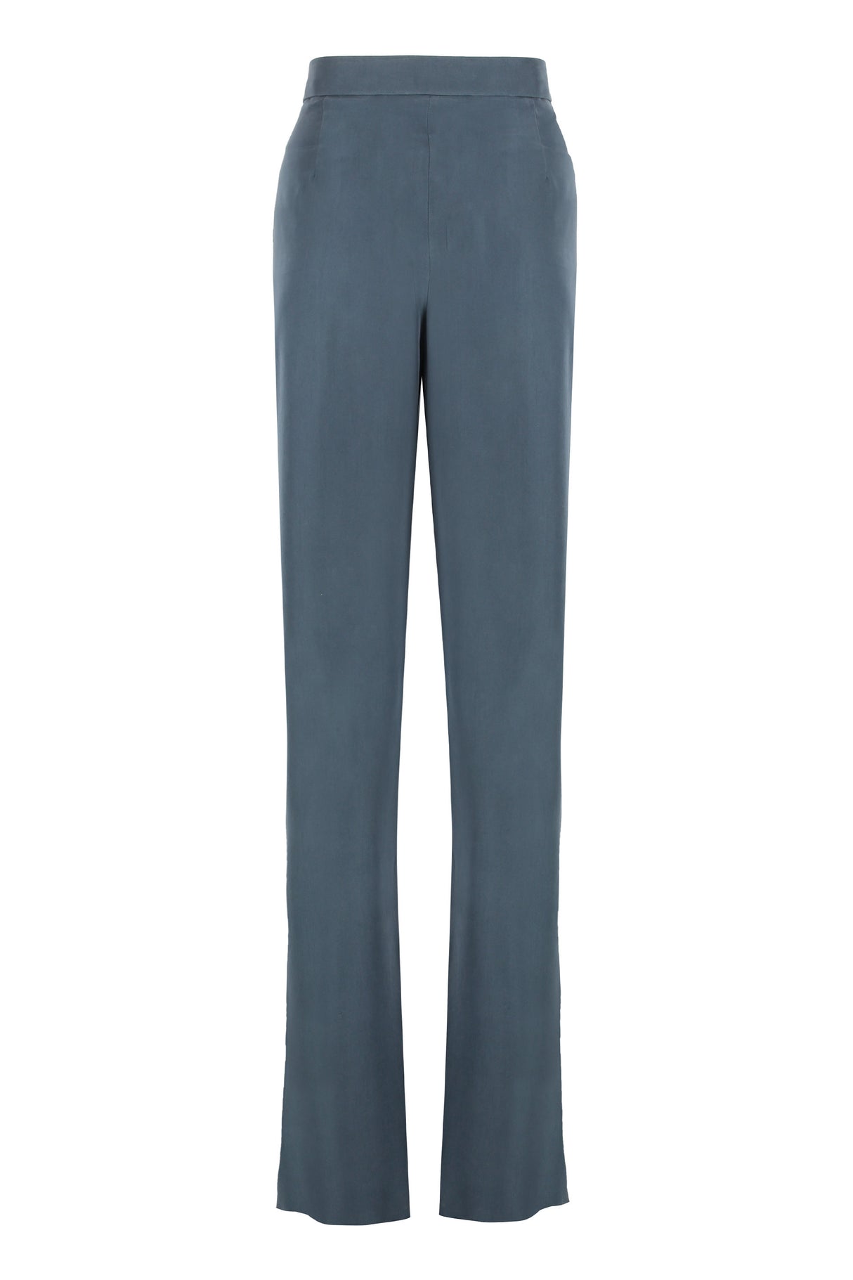 GIORGIO ARMANI Silk Wide Front Pleated Trousers in Grey - SS23 Collection for Women