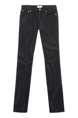 EMILIO PUCCI Black Marmo Print Straight-Leg Jeans for Women