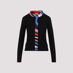 EMILIO PUCCI Black Wool Knit Sweater for Women with Embroidered Details