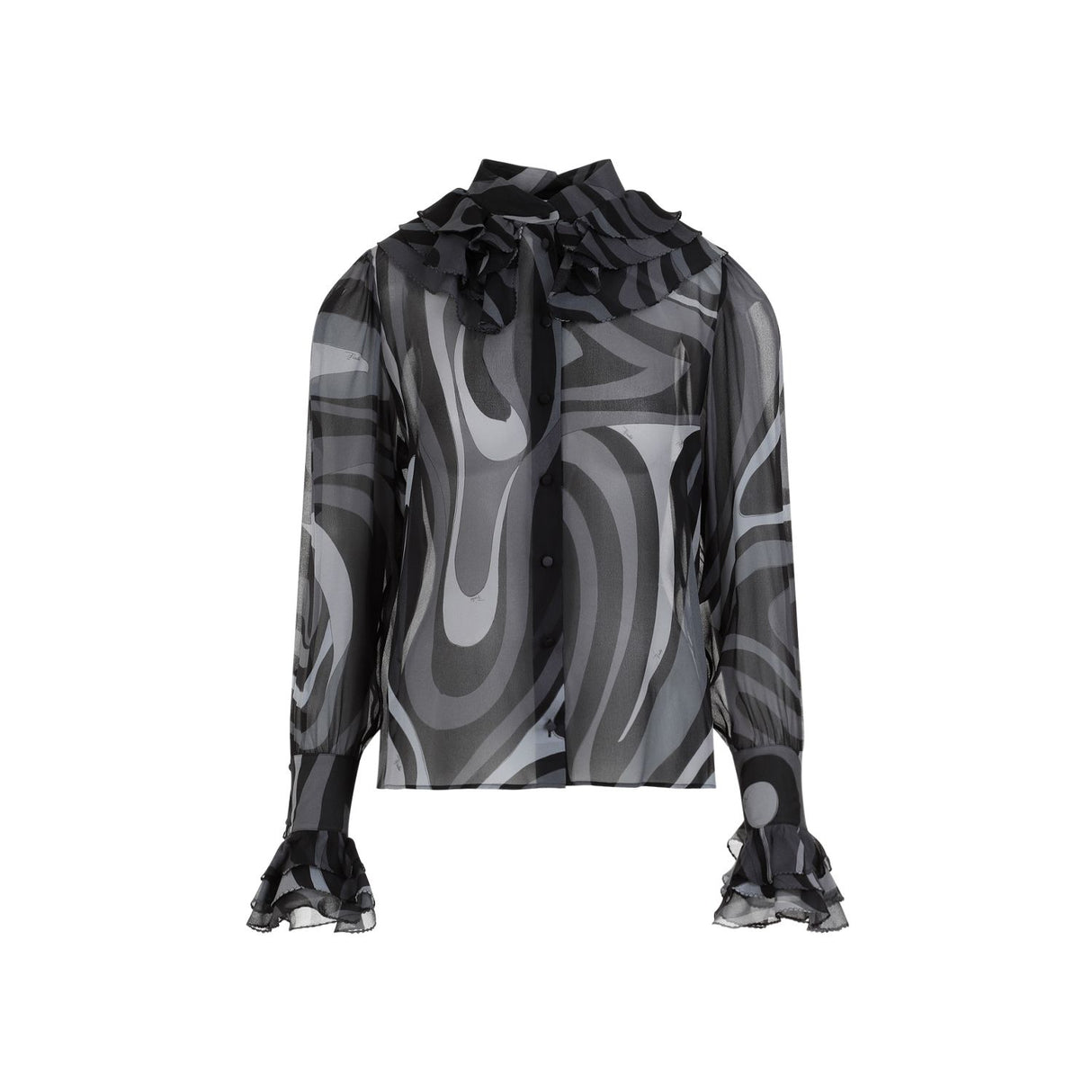 EMILIO PUCCI Luxurious Silk LS Shirt for Women in Black - FW23 Collection