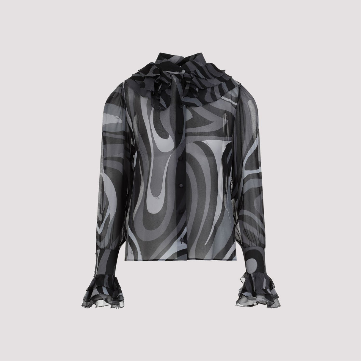 EMILIO PUCCI Luxurious Silk LS Shirt for Women in Black - FW23 Collection