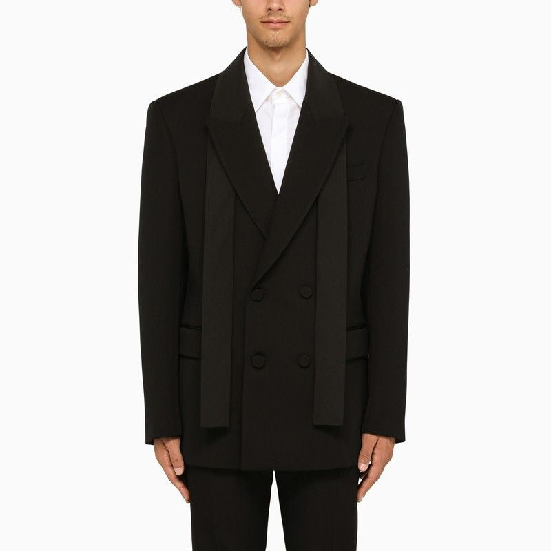 VALENTINO Elegant Black Wool Double-Breasted Jacket