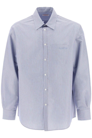 男士光藍色條紋技術棉襯衫 (冬季 FW23)