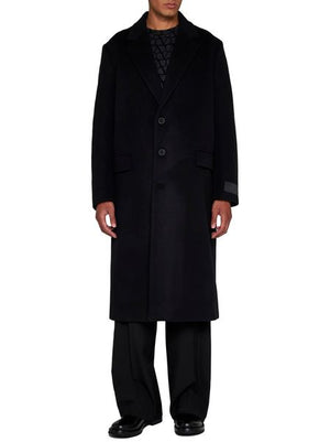 VALENTINO Mens Single-Breasted Wool Blend Jacket in Black for FW24