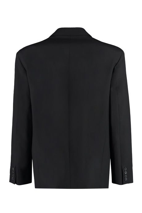 VALENTINO Black Double-Breasted Wool Blazer for Men - FW23 Collection