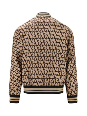 VALENTINO Beige Iconographic Printed Bomber Jacket for Men - FW23