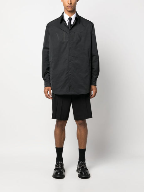 VALENTINO Men's Black Technical Fabric Overshirt for FW23