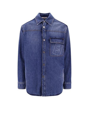 Timeless Buttoned Long-Sleeved Denim Shirt - Blue