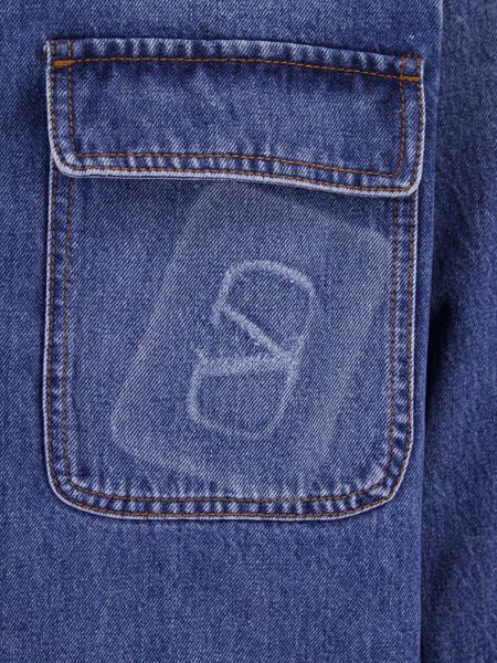 Áo sơ mi nam chất liệu denim hoàn thiện - màu xanh