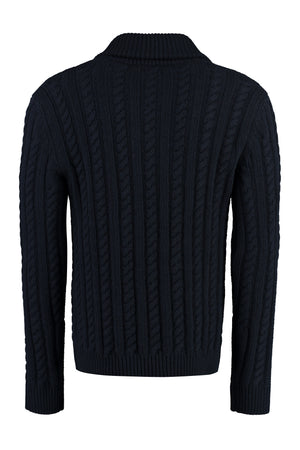 Luxurious Men's Blue Cable Knit Sweater for FW23