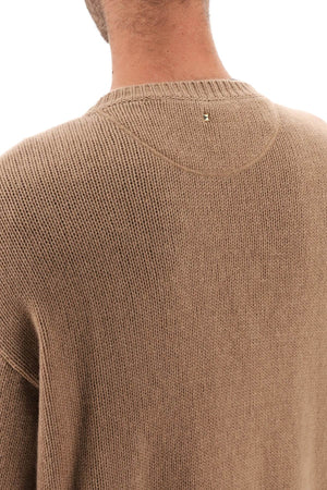 Brown Cashmere Long-Sleeved Sweater with Stud Detail