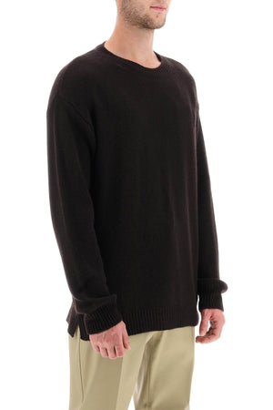 Brown Cashmere Long-Sleeved Sweater with Stud Detail