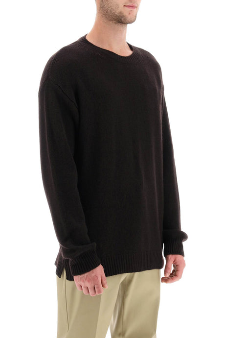 VALENTINO GARAVANI Brown Cashmere Long-Sleeved Sweater with Stud Detail