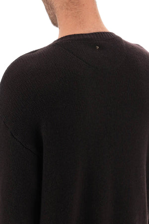 Brown Cashmere Long-Sleeved Sweater with Stud Detail