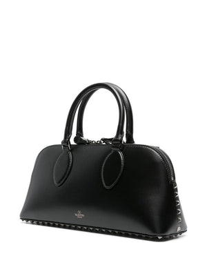 Black Rockstud Embellished Tote Handbag - FW23 Collection