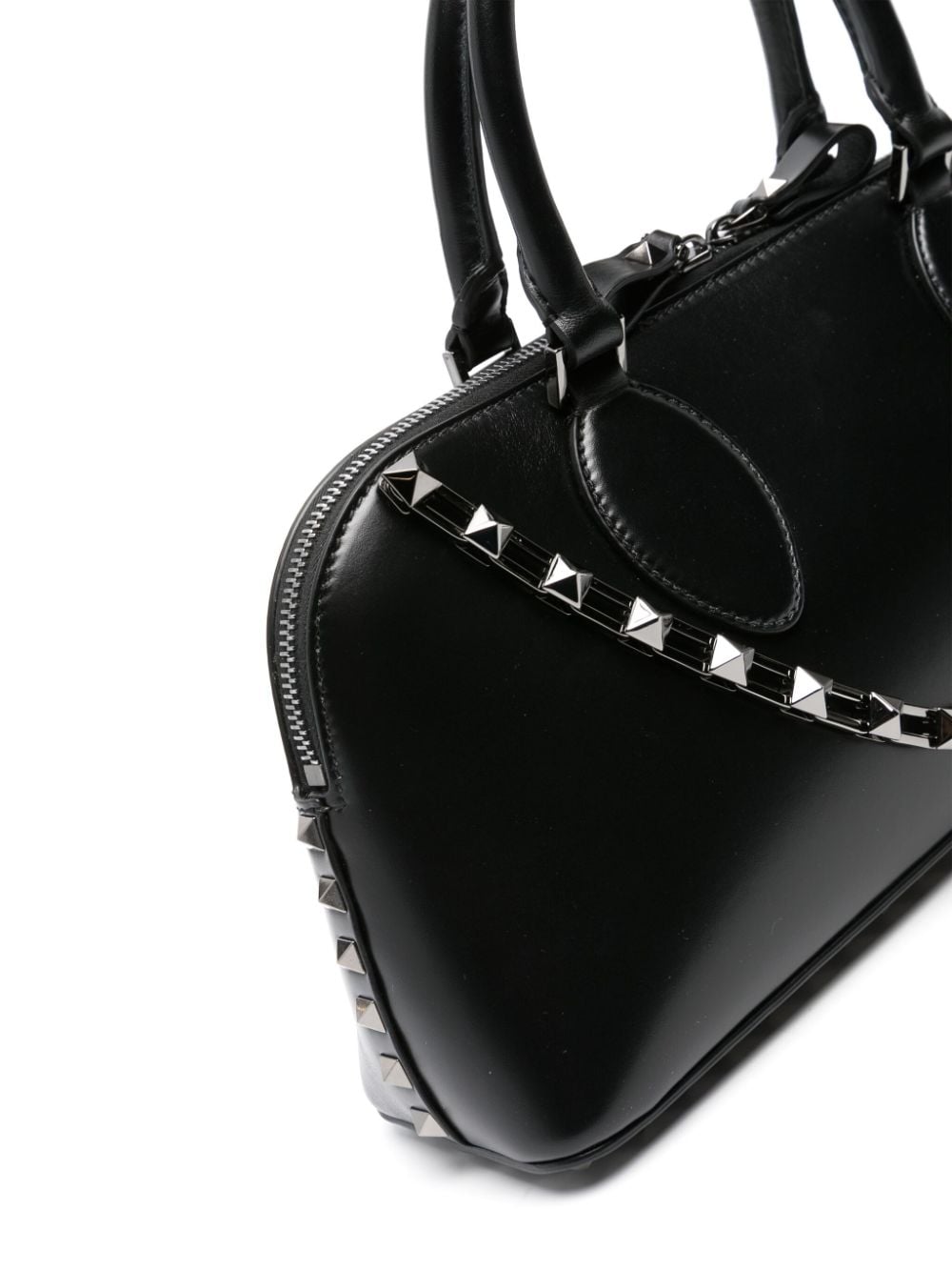 Black Rockstud Embellished Tote Handbag - FW23 Collection