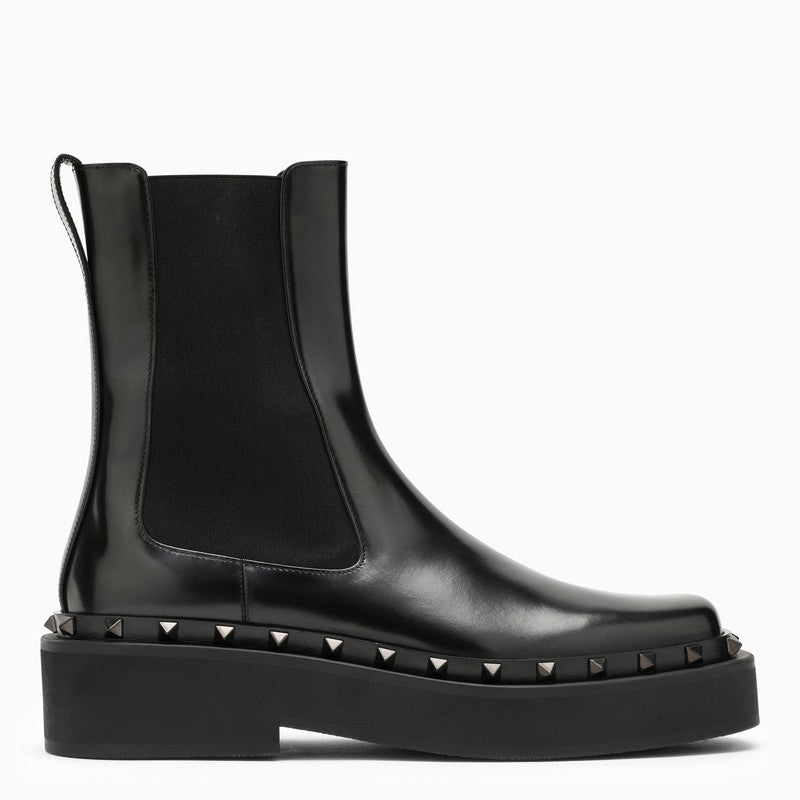 VALENTINO GARAVANI Women's Beatle Rockstud M-Way Boots in Black Calfskin - FW23 Collection