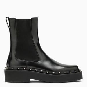 VALENTINO GARAVANI Women's Beatle Rockstud M-Way Boots in Black Calfskin - FW23 Collection