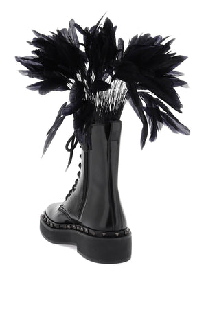時尚女士黑色Rockstud戰靴 FW23