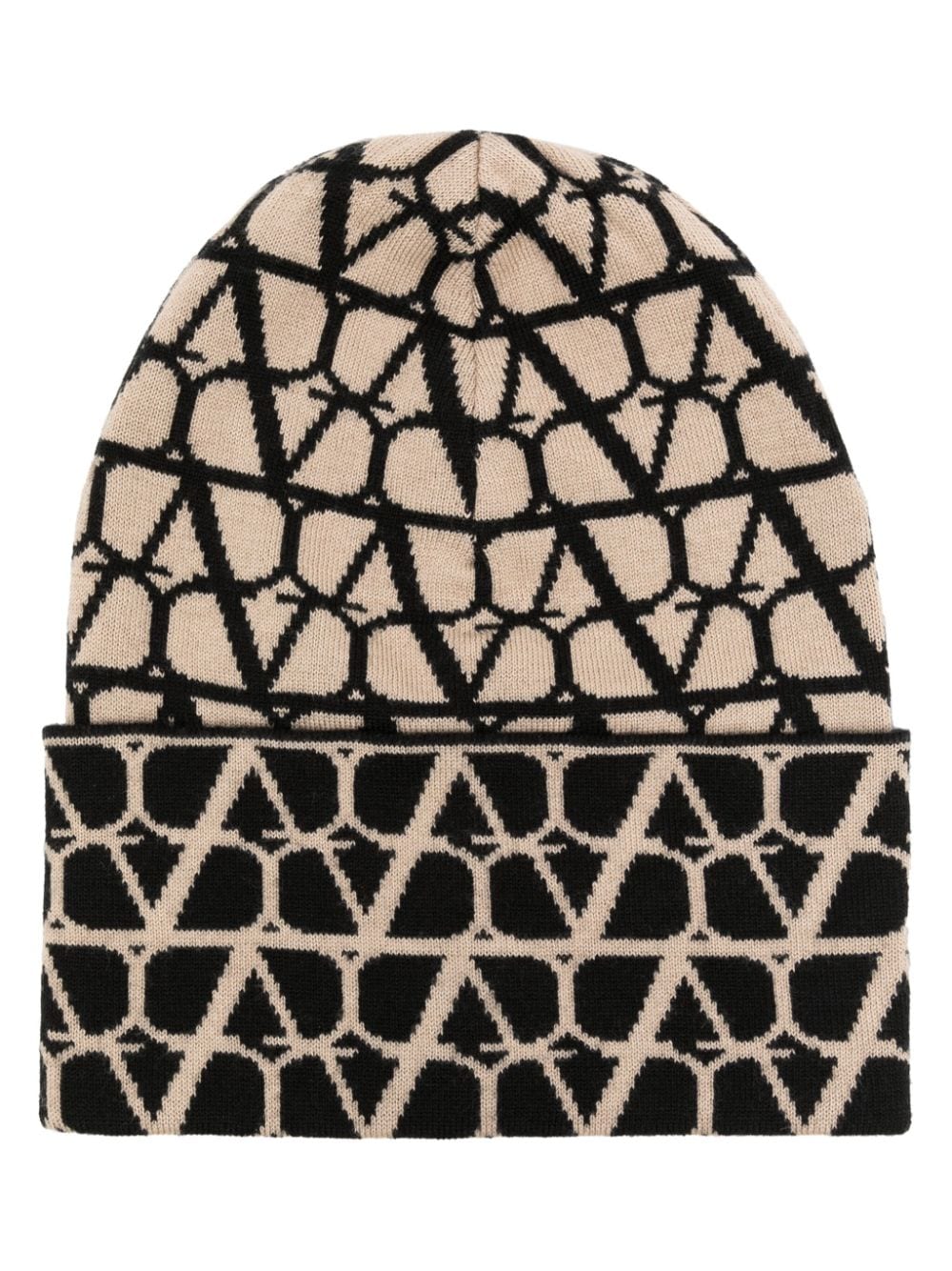 VALENTINO GARAVANI Tan Logo-Intarsia Beanie Hat for Women - SS24 Collection