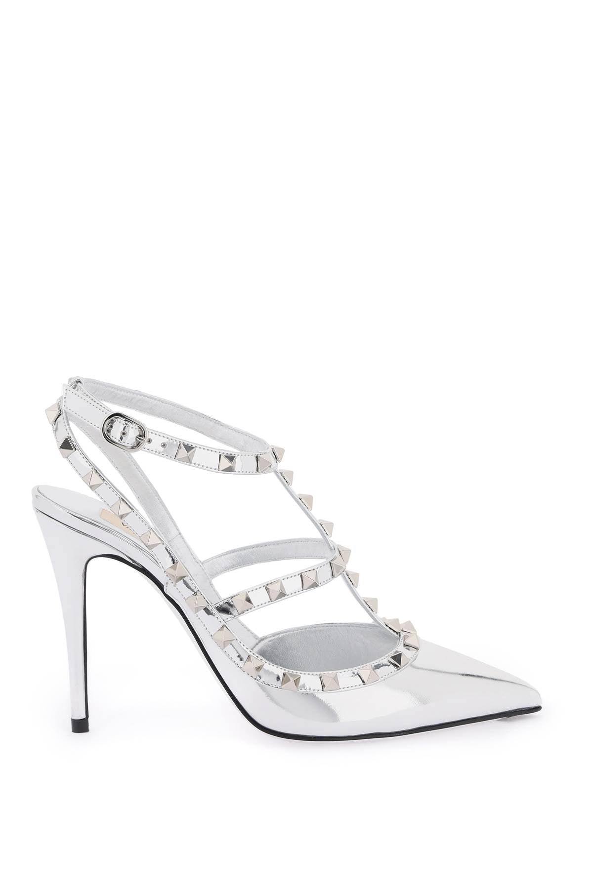 VALENTINO Silver Rockstud Caged Pumps for Women with 100mm Heels - FW23 Collection