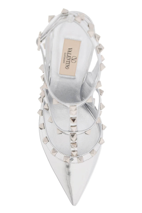 Silver Rockstud Caged Pumps for Women with 100mm Heels - FW23 Collection