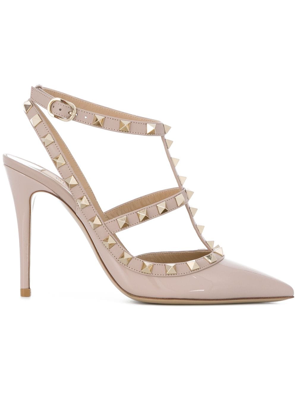 Powder Pink Patent Leather Rockstud Pumps for Women