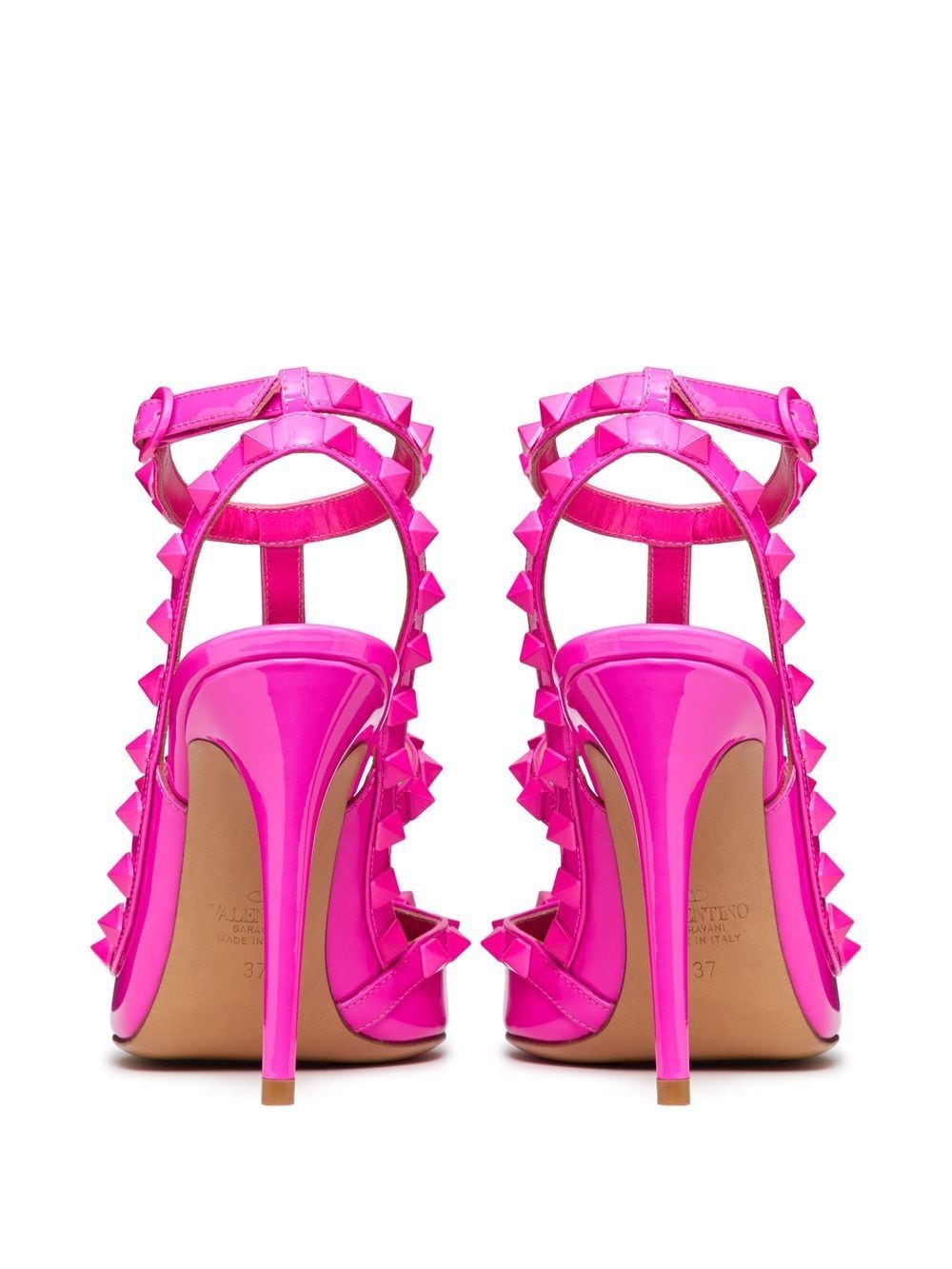 粉紅色Rockstud專利皮革鞋