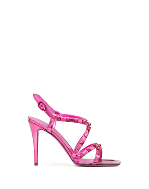 VALENTINO Laminated Leather Rockstud Sandals for Women - FW23 Collection