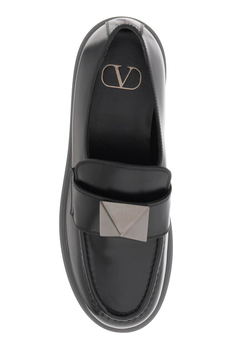 VALENTINO GARAVANI Classic Black Leather Moccasins for Women
