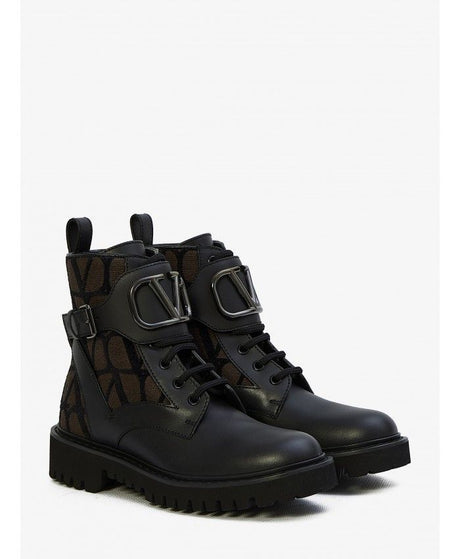 VALENTINO GARAVANI Black Vlogo Signature Combat Boots for Women