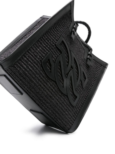 حقيبة نسائية سوداء من جلد الرافيا لصيف 24