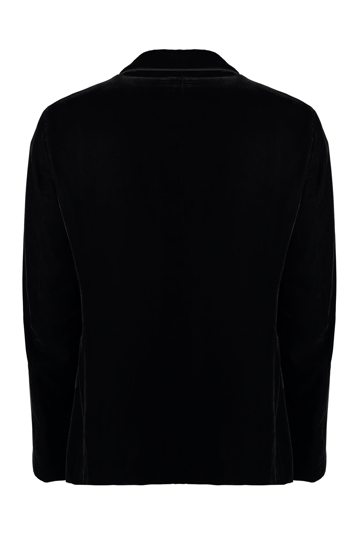 FW23シーズンの黒の男性用シングルブレストベルベットジャケット